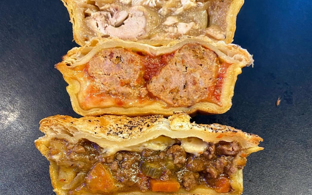 Three of the best-selling pies at Ashby cafe in St Heliers, Auckland