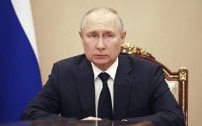 Russian President Vladimir Putin meets with the country's top security officials in Moscow on June 26, 2023.