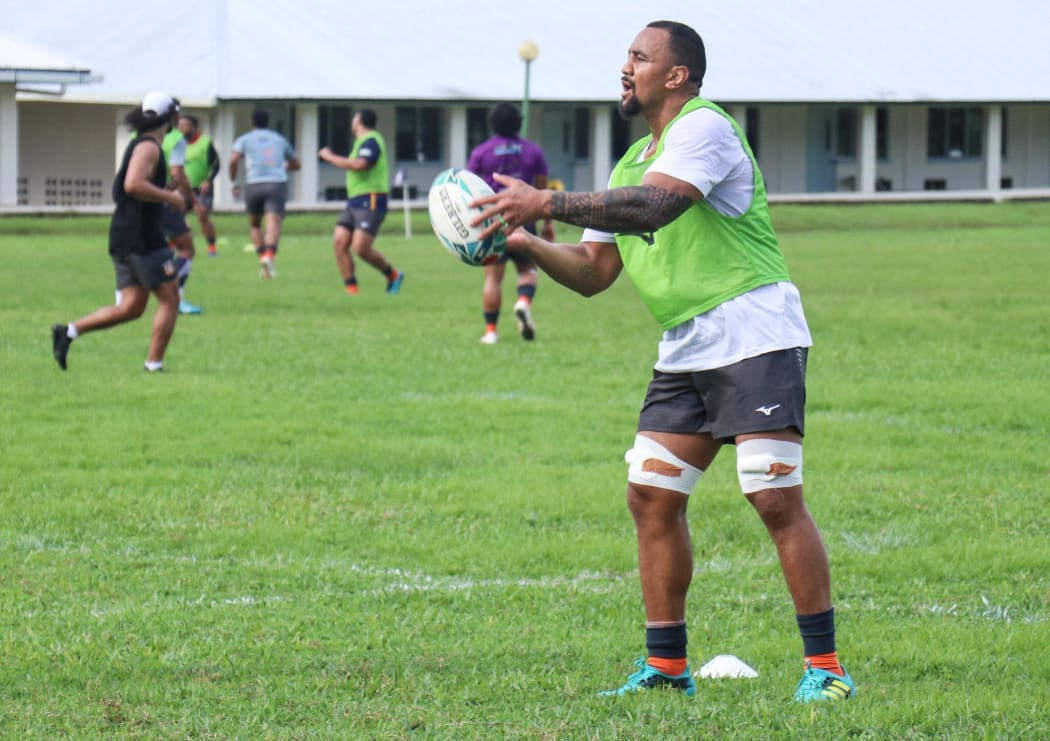 Nasi Manu training with the Tongan team earlier in the week
