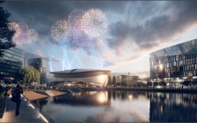 An artist's impression of the new indoor arena at Wellington's King's Wharf.