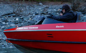 Head driver Nick Simpson taking the Shotover Jet electric prototype for a spin.
