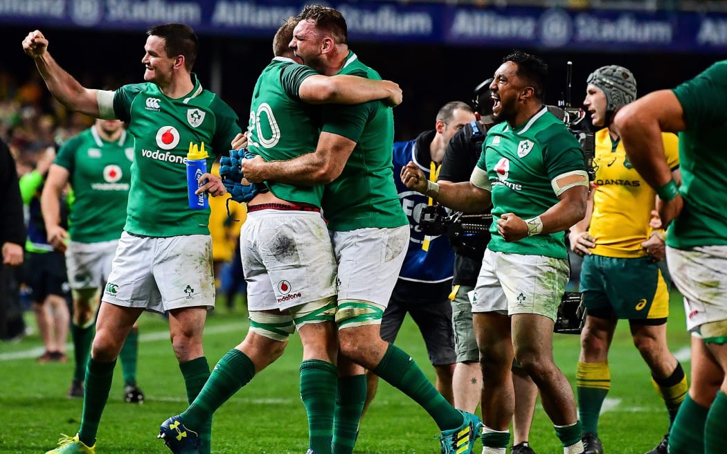 Ireland celebrate series victory over the Wallabies.