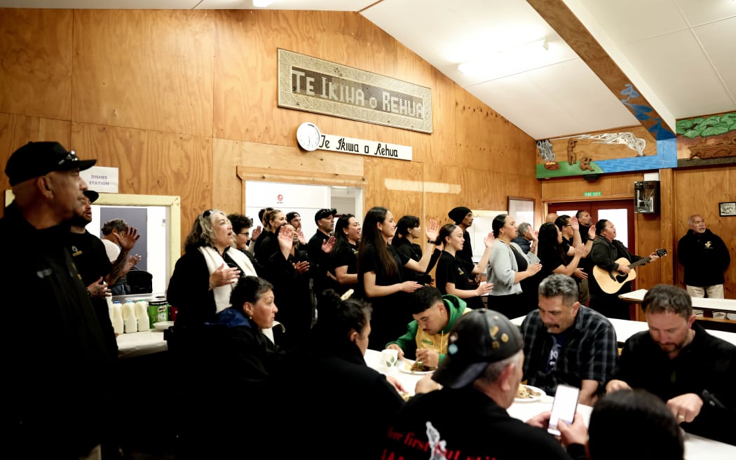 The pōwhiri for the Kāhui Taiao Tūroa conservation symposium at Maungaroa marae near Te Kaha.