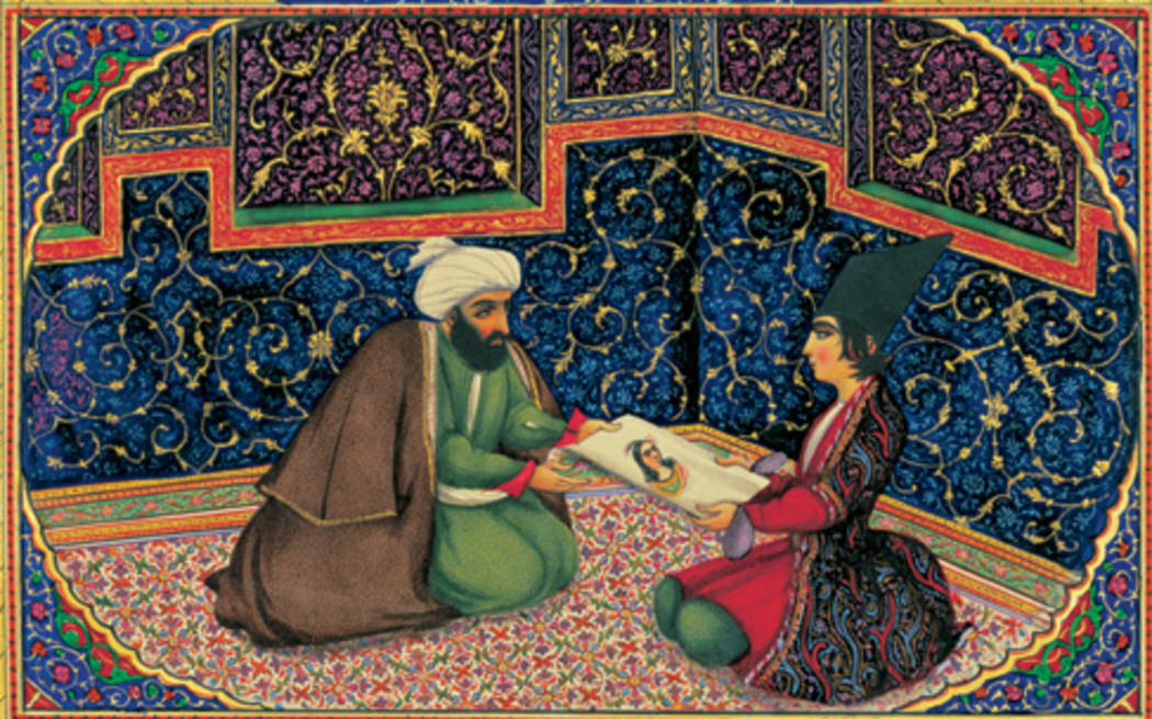 'Scheherazade and the Sultan' by the Iranian painter Sani Ol Molk (1849-1856)