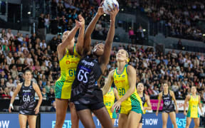 Grace Nweke of New Zealand during the Constellation Cup netball series - game one between the New Zealand Silver Ferns and the Australian Diamonds at Spark Arena in Auckland, New Zealand on Wednesday October 12, 2022. Copyright photo: Aaron Gillions / www.photosport.nz