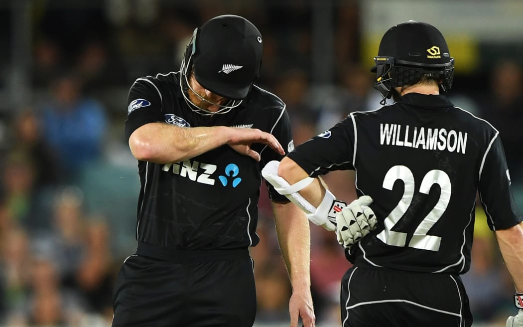 Jimmy Neesham and Kane Williamson during the 2016 Chappell Hadlee series in Australia