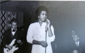 Aretha Franklin sings in this undated handout photo from the New Bethel Baptist Church.