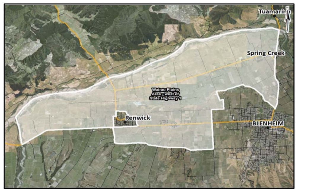 The proposed boundary for the “Wairau Plains roads”. A freedom camping area proposed by the Marlborough District Council.