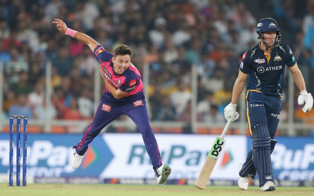 Trent Boult of Rajasthan Royals bowling in the 2023 Indian Premier League