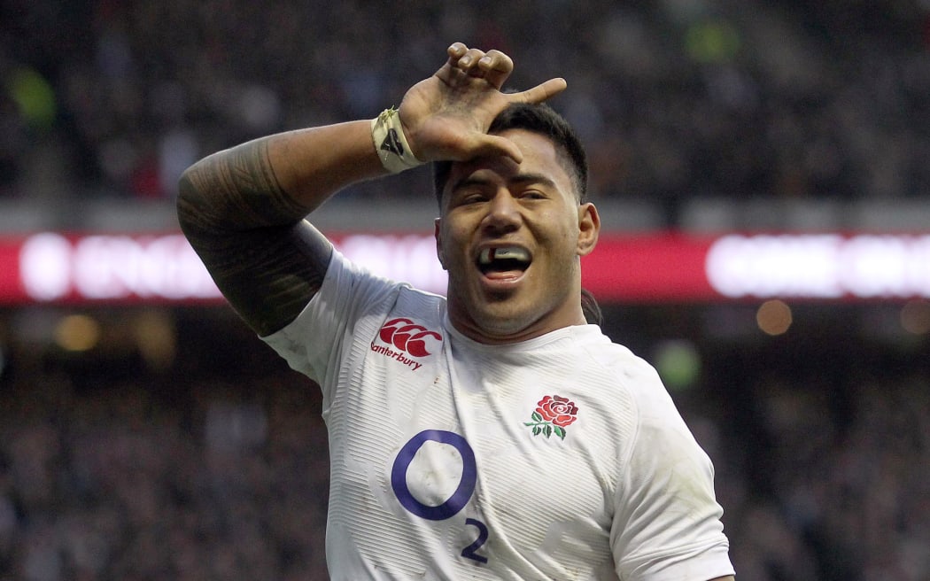 Manu Tuilagi celebrates scoring the 3rd England Try. England v New Zealand, QBE Autumn International, Twickenham, Rugby Union, 01/12/2012 
Photo: Matthew Impey/Photosport.co.nz