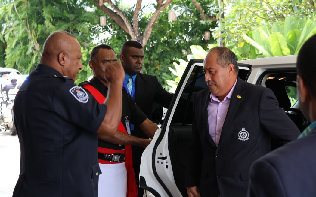 Premier of Niue, Dalton Tagelagi arrived in Fiji ahead of the PIF Special Leaders Retreat in February 2023.