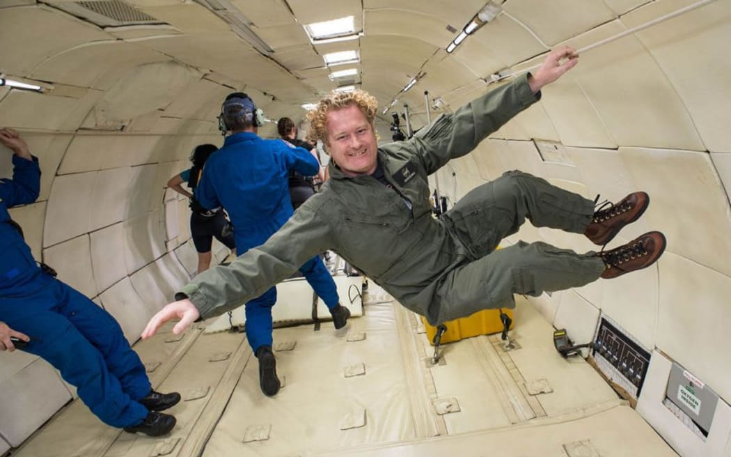 Bryan Caldwell experiencing weightlessness