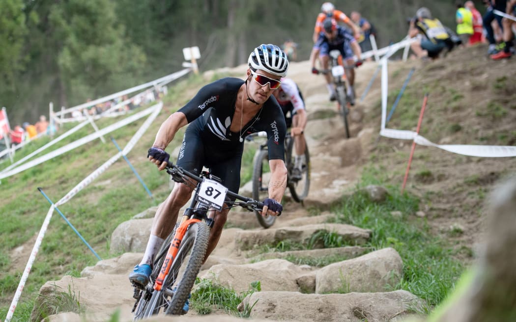 UCI MTB World Championships 2021 - Bike Park Val di Sole, Commezzadura, Italy - Samuel Gaze of New Zealand during the Men's Elite Cross Country race