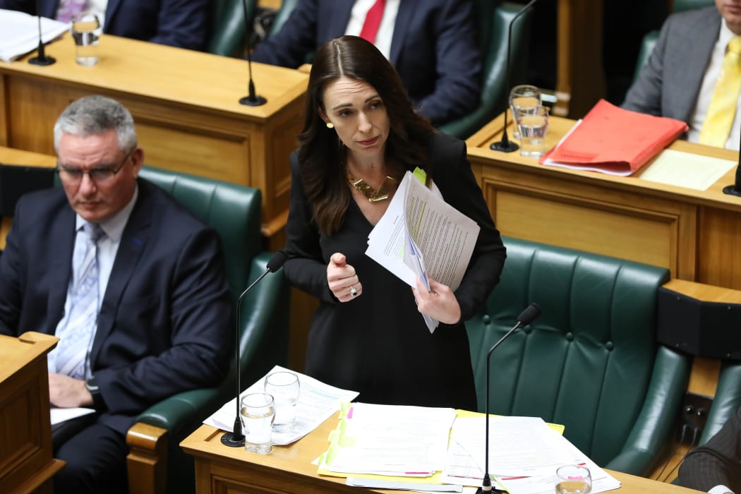 Prime Minister Jacinda Ardern answers a question from Leader of the Opposition Simon Bridges.