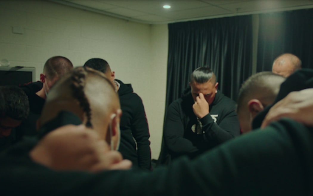 Hip hop group OneFour gather before a performance in Sydney.