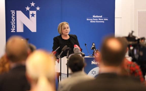 National leader Judith Collins at the party's infrastructure announcement.
