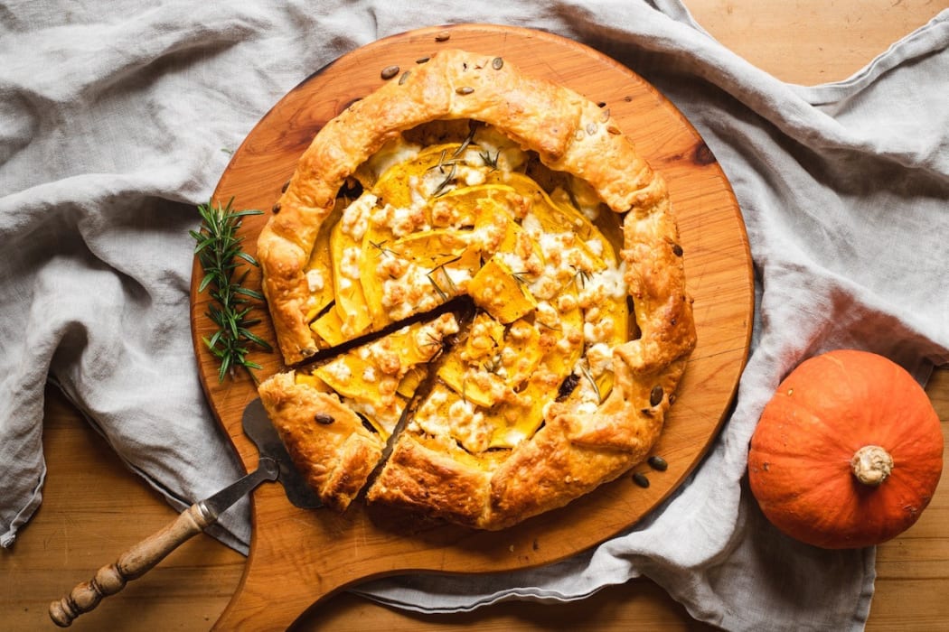 Caramelised Onion, Pumpkin & Feta Savoury Galette