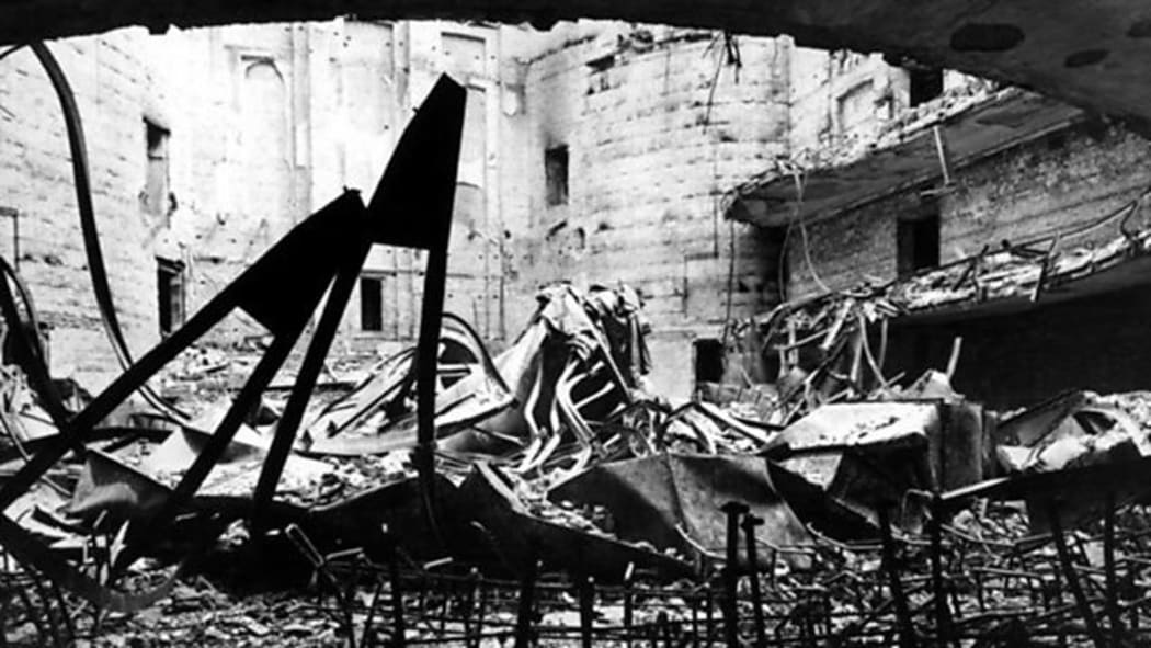 The Munich Opera House after bombing in World War 2 ... interior scene of the devastation