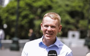 Chris Hipkins speaks to media after being confirmed the sole contender for the Labour Party leadership.