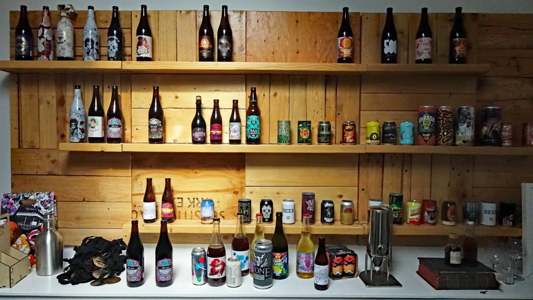 Garage Project's hall of fame at their Wellington office.