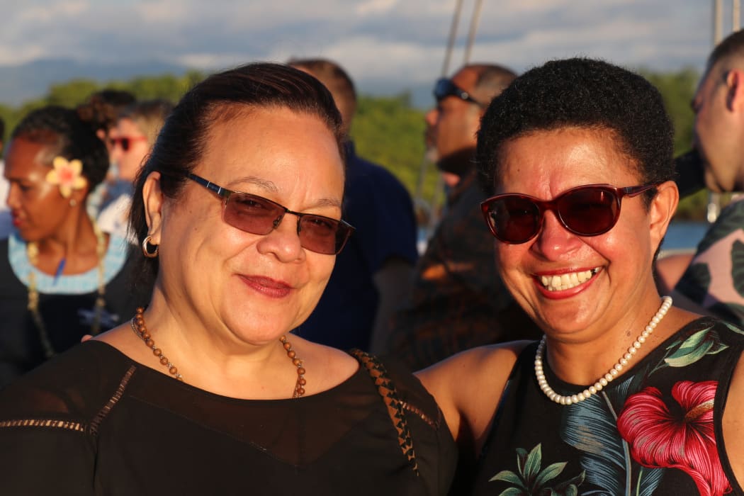 Tonga's Aloma Johannson and Fiji's Cathy Wong at the Oceania Rugby AGM in 2019.
