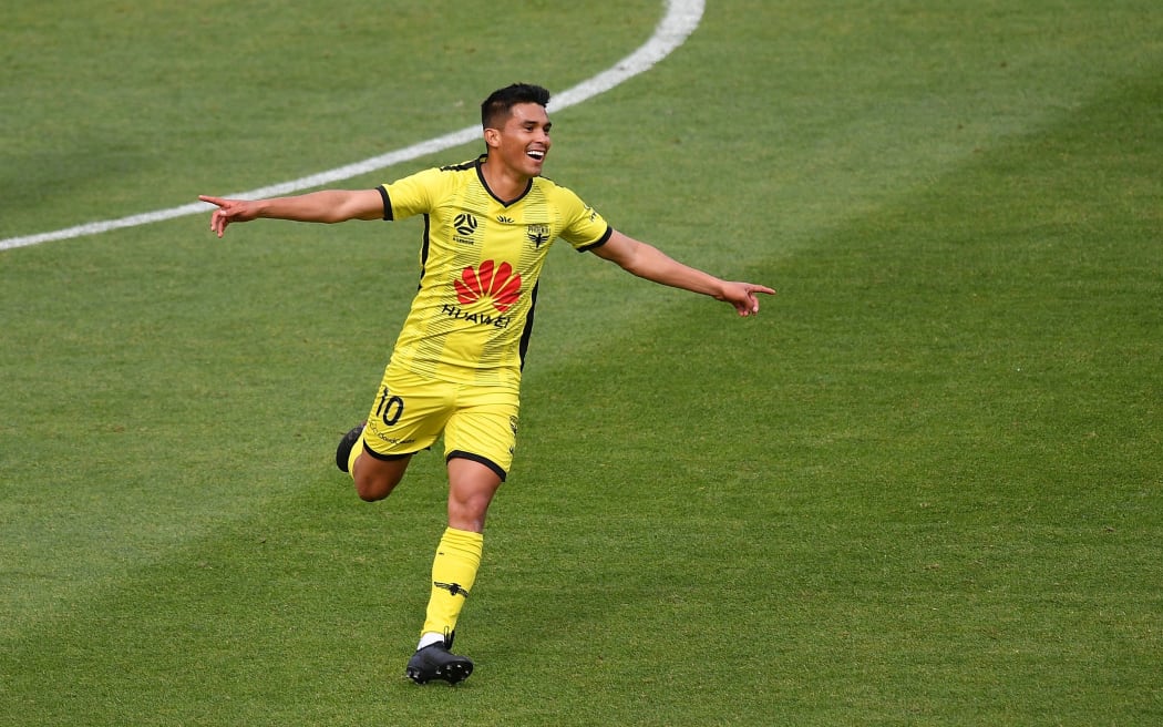 Phoenix's Ulises Davila Plascencia celebrates his goal.