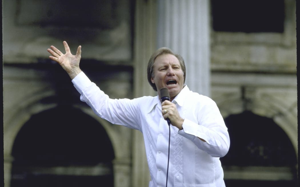 Evangelist Jimmy Swaggart preaching in Nicaragua.    (Photo by Cindy Karp/Getty Images)