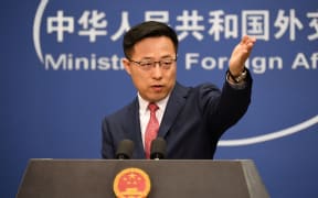 Chinese Foreign Ministry spokesman Zhao Lijian takes a question at the daily media briefing in Beijing on April 8, 2020.