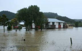 Flooding on Otiria Road, Moerewa on Friday.