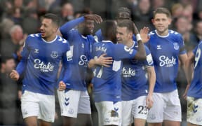 Everton players celebrate
