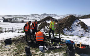 Jack Williams’ research team installing temporary seismometers in Southland.
