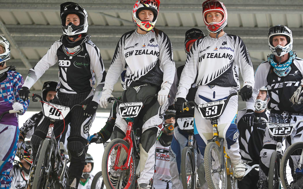 Sarah Walker (NZL), Holly Woodcock-Takurua (NZL), Michelle Montague (NZL) and Daniel Franks (NZL). BMX, Oceania Continental Championship