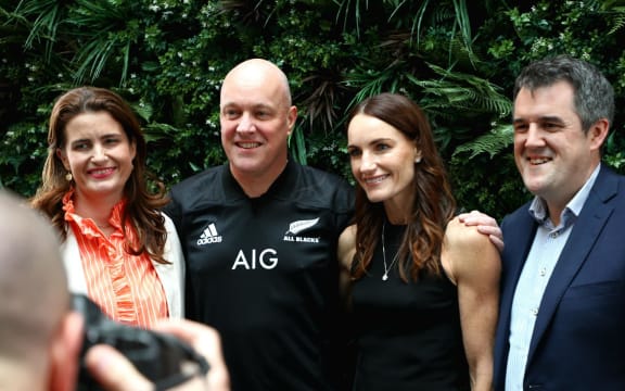 National Party deputy leader Nicola Willis, leader Christopher Luxon, his wife Amanda, and party campaign chair Chris Bishop.