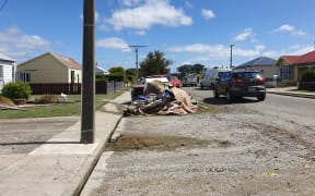 Discarded items following the flooding in Mataura.