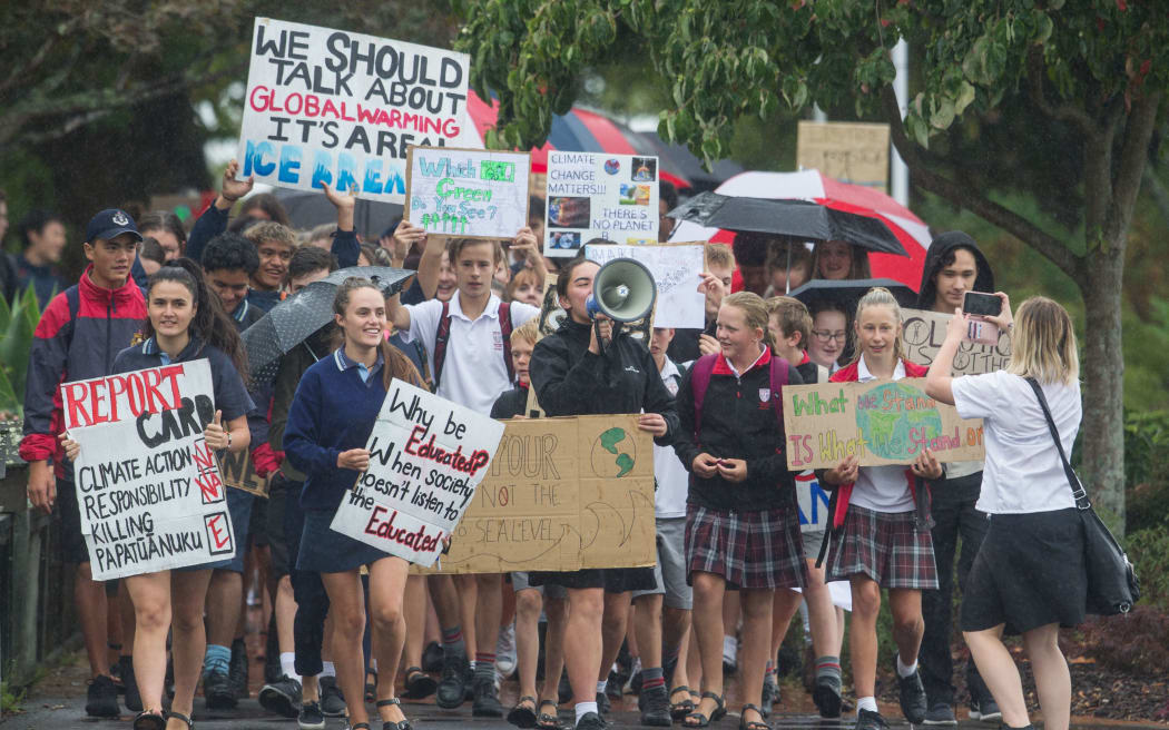 Rotorua school strike for climate, March 2019. LDR Single Use Only.