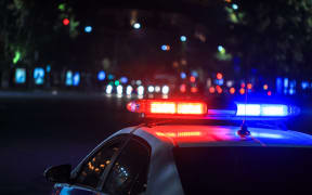 police car at night in street