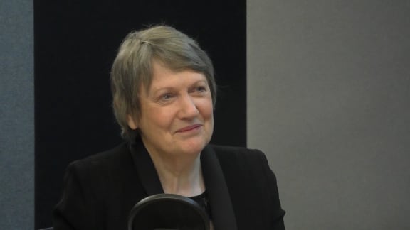 Former Prime Minister Helen Clark in the Checkpoint studio.