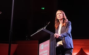 Jacinda Ardern at the Labour Party election rally at the Michael Fowler Centre in Wellington on 11 October 2020.