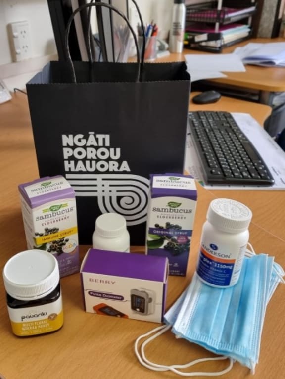 Ngāti Porou Hauora distribute these health packs to positive cases who live along the East Coast and in the Ngāti Porou rohe.