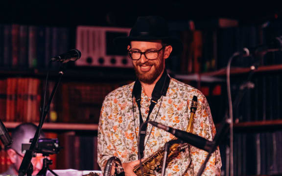 Composer and saxophonist Jake Baxendale performing at Meow for the Wellington Jazz Festival 2023