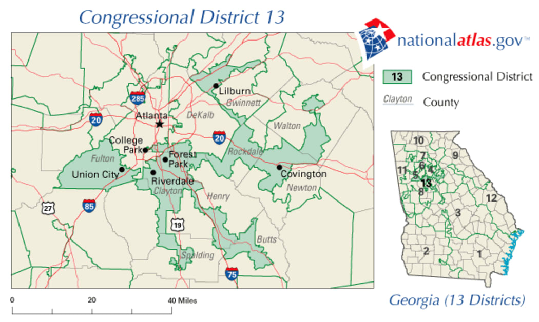 Georgia's 13th House district shows what highly gerrymandered districts look like.