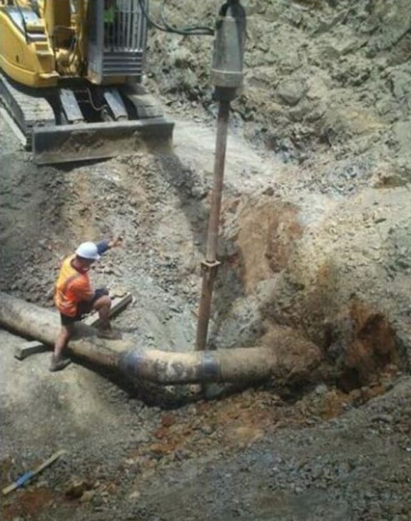The Gisborne water pipeline is checked for leaks.