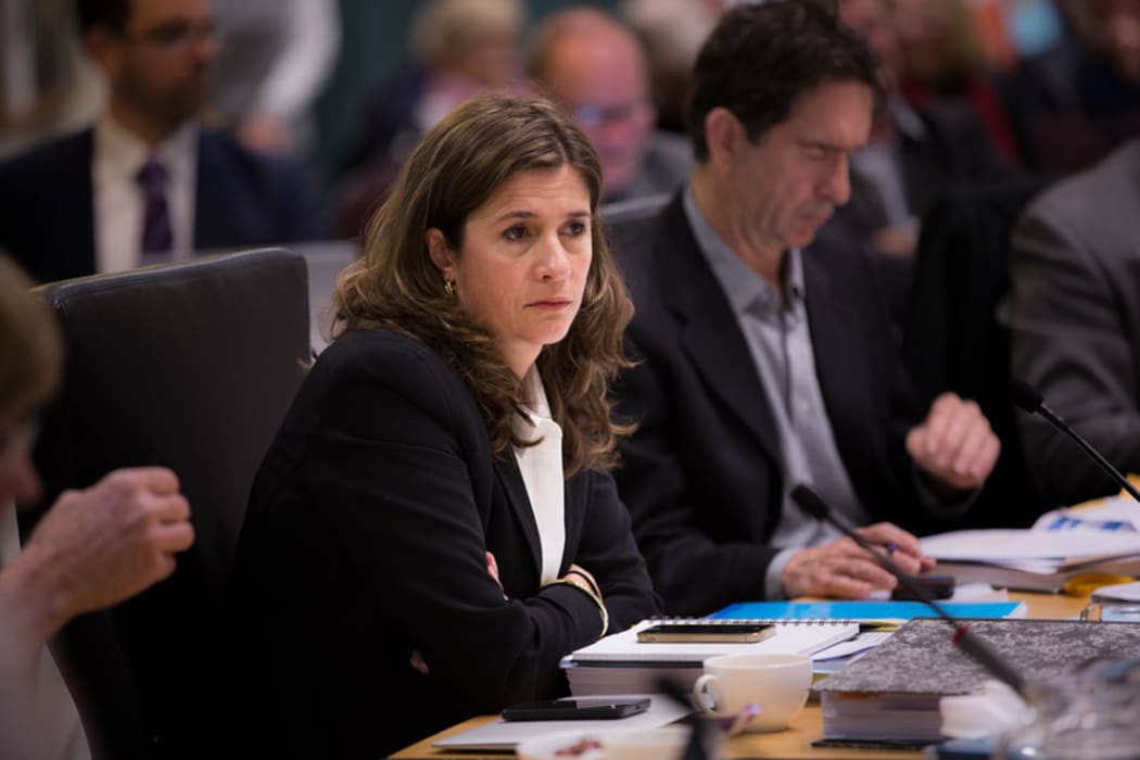 Auckland Councillor Denise Krum at a Council meeting about the Unitary Plan. 10 August 2016.