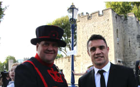 11.09.2015. London, England. Dan Carter from New Zealand, All Blacks, at the welcome ceremony, held at Tower of London for the upcoming Rugby World Cup finals.