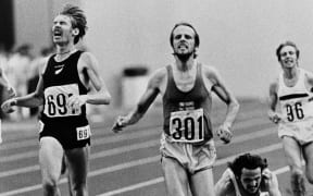 Dick Quax (far left) at the 1976 Olympic Games in Montreal.