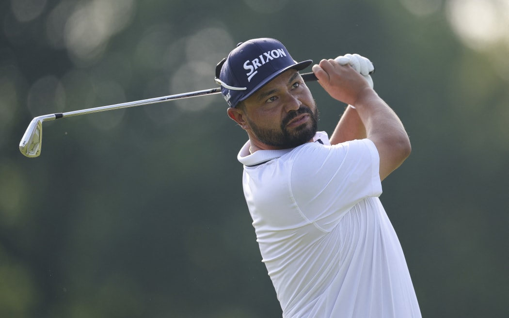 JJ Spaun plays a shot from the 16th tee during the first round of the US Open at Oakmont Country Club in Pennsylvania on June 12, 2025.
(Photo by Andrew Redington / GETTY IMAGES NORTH AMERICA / Getty Images via AFP)
