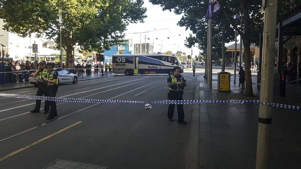 Security forces cordon off the area