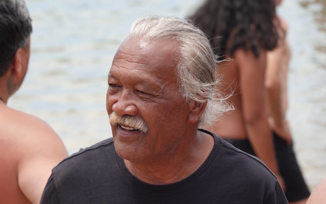Joe Conrad, kaihautū of the great waka Ngātokimatawhaorua, on Waitangi Day 2025.