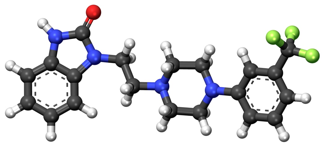 Flibanserin ball-and-stick model.