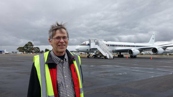 Steve Wofsy with NASA's DC-8 flying laboratory.